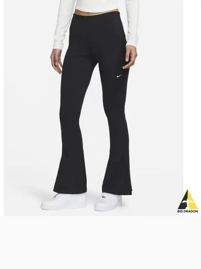 Tight Mini Rib Flared Leggings Black - NIKE - BALAAN 2