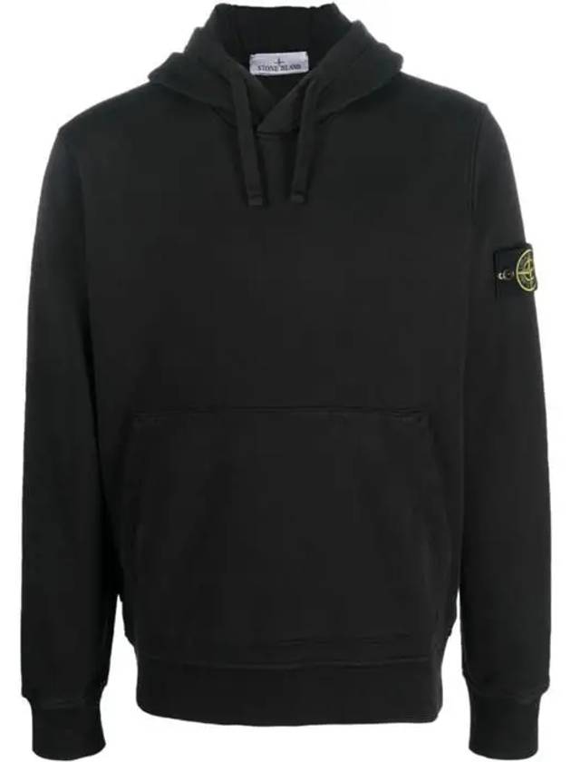 Cotton Fleece Garment Dyed Hoodie Black - STONE ISLAND - BALAAN 2