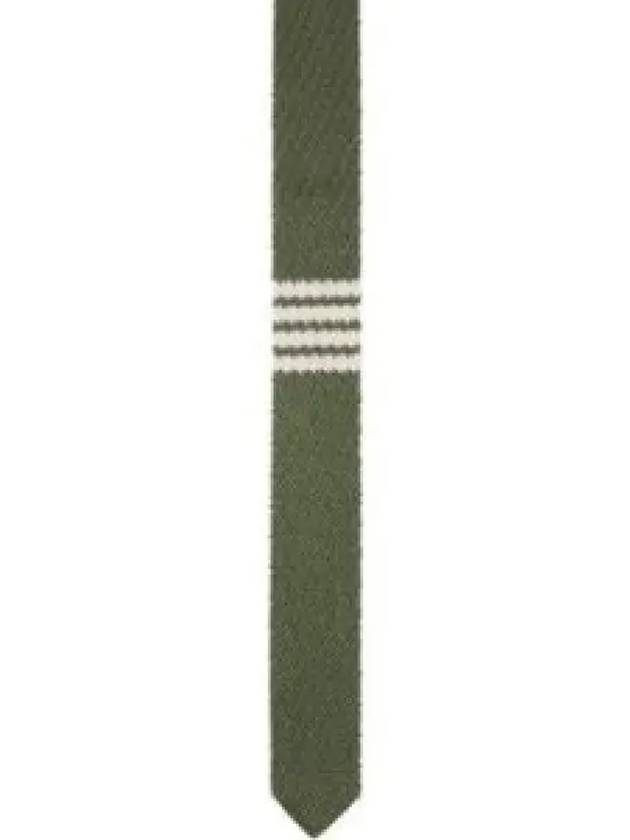 4 Bar Silk Knit Tie Dark Green - THOM BROWNE - BALAAN 2