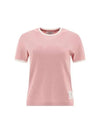 Women's Melange Jersey Ringer Short Sleeve T-Shirt Light Pink - THOM BROWNE - BALAAN 2