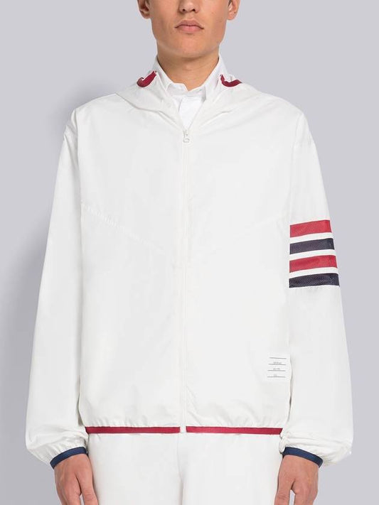 Military Ripstop Mesh 4-Bar Packable Hooded Jacket White - THOM BROWNE - BALAAN 2