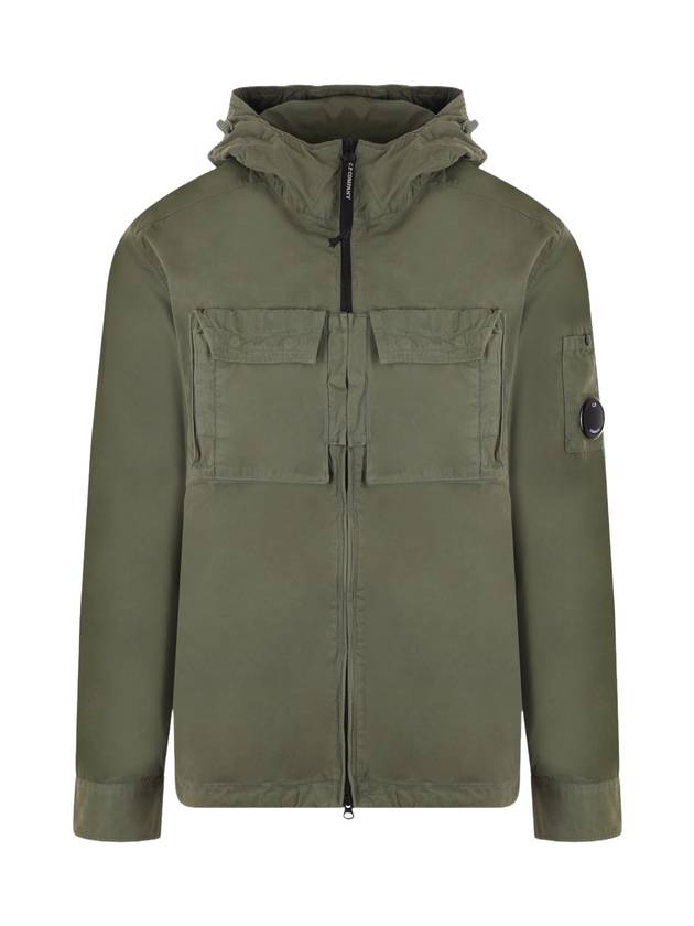 Heavy Poplin Emerized Shirt Hooded Jacket Green - CP COMPANY - BALAAN 1