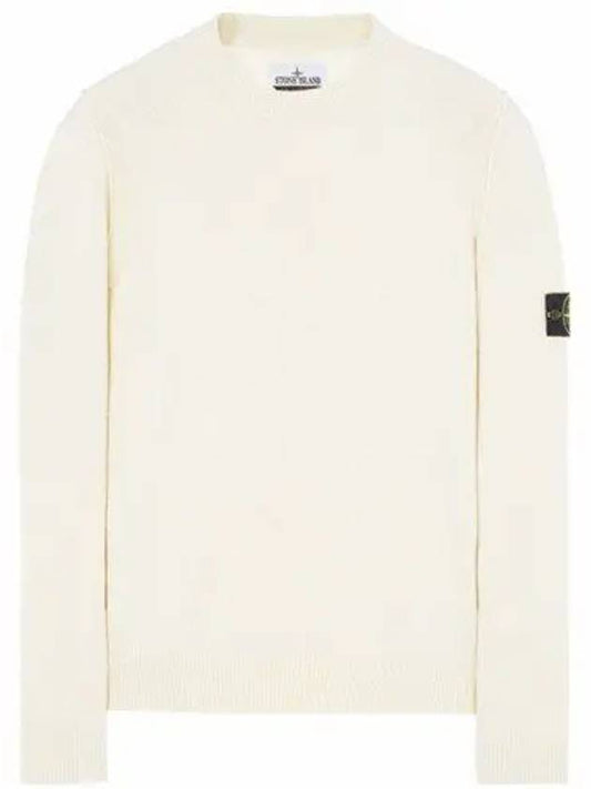 Wappen Patch Crew Neck Wool Knit Top White - STONE ISLAND - BALAAN 2