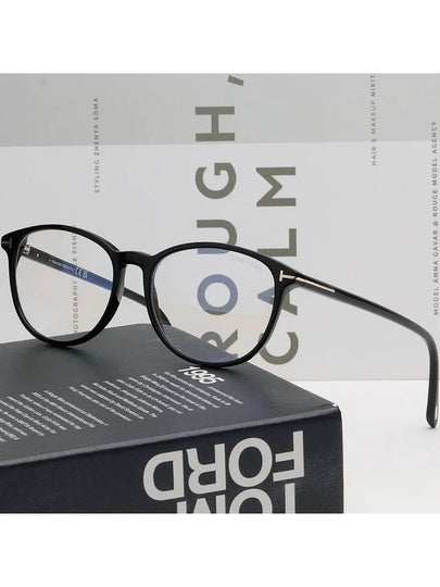 Blue light blocking glasses frame TF5810B 001 horn rim round black - TOM FORD - BALAAN 2