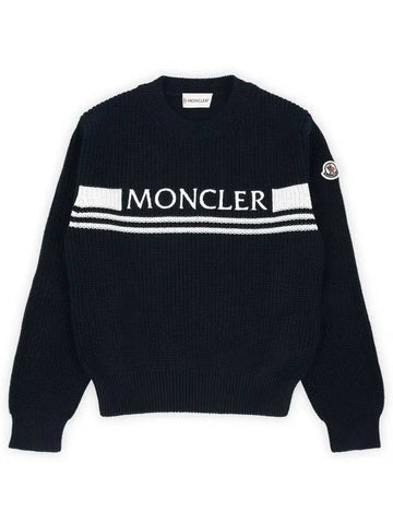 Kids Lettering Logo Embroidery Knit Navy 9C00002 M1367 772 8 10A - MONCLER - BALAAN 1