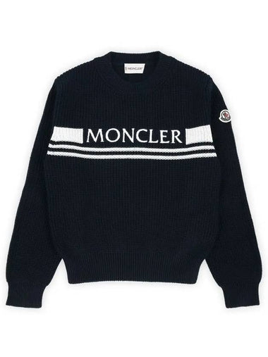 Kids Lettering Logo Embroidery Knit Navy 9C00002 M1367 772 8 10A - MONCLER - BALAAN 1