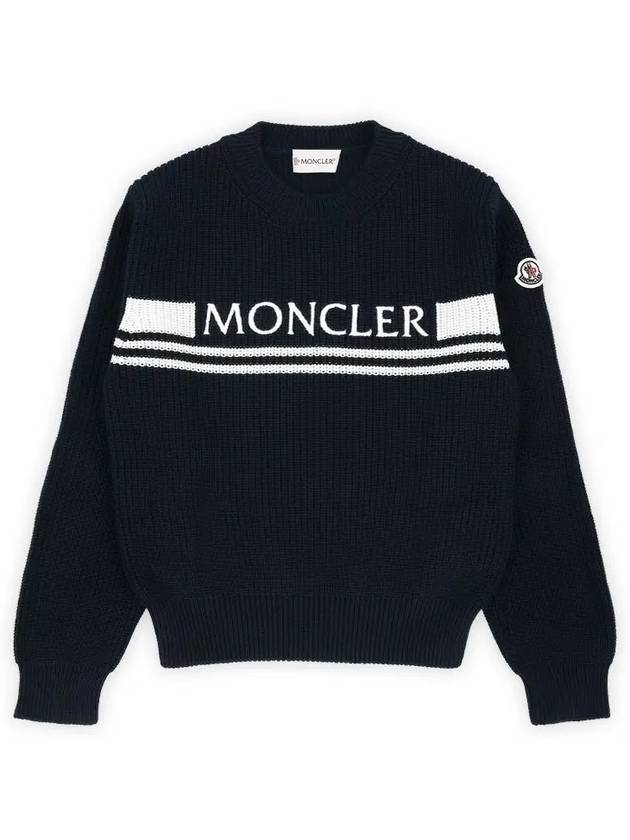 Kids Lettering Logo Embroidery Knit Navy 9C00002 M1367 772 8 10A - MONCLER - BALAAN 2