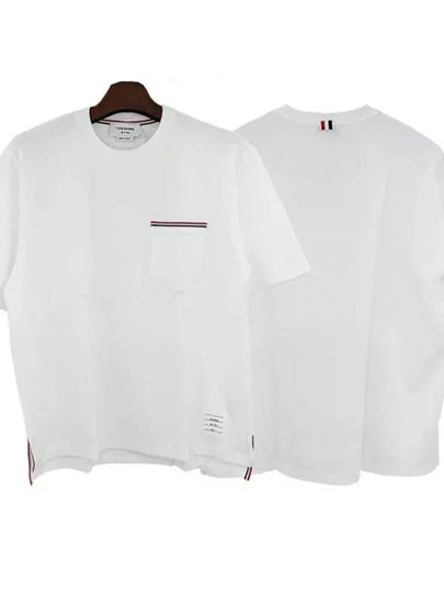 Cotton Oversized Pocket Short Sleeve T-Shirt White - THOM BROWNE - BALAAN 2