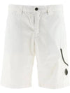 Lens Wappen Cargo Bermuda Shorts White - CP COMPANY - BALAAN 1