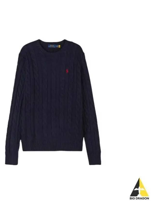 Embroidery Logo Cable Knit Top Navy - POLO RALPH LAUREN - BALAAN 2