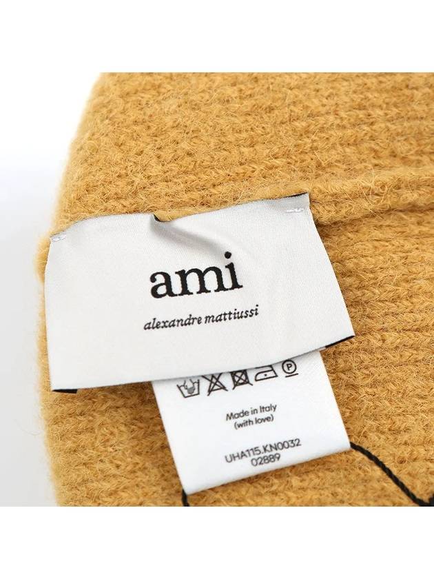 Logo Patch Knit Beanie Mustard - AMI - BALAAN 5