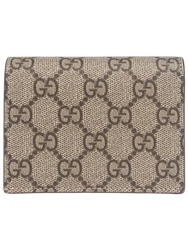 GG Marmont Supreme Button Card Wallet Light Beige Ebony - GUCCI - BALAAN 4