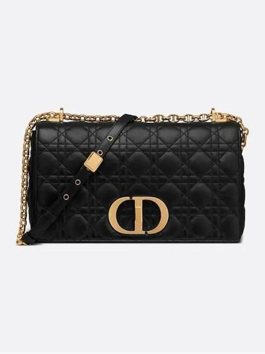 Caro Supple Cannage Large Shoulder Bag Black - DIOR - BALAAN.