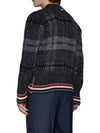 Donegal Tartan Stripe V-Neck Cardigan Grey - THOM BROWNE - BALAAN 4