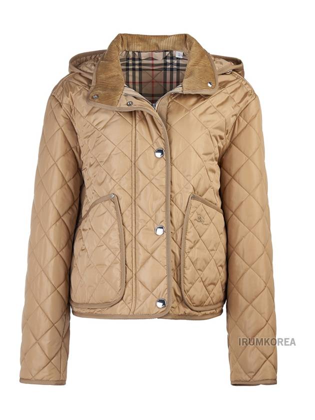 Women's Cropped Quilted Hoodie Jacket Archives Beige - BURBERRY - BALAAN 2