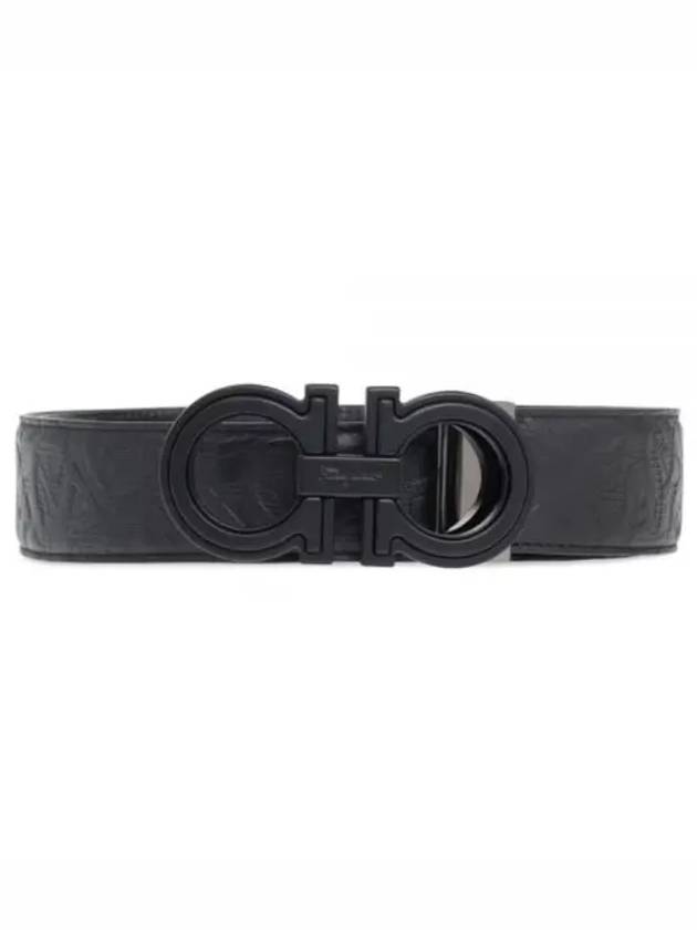 Men's Gancini Reversible Leather Belt Black - SALVATORE FERRAGAMO - BALAAN 2