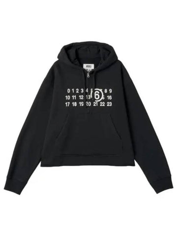 MM6 printed hooded black t shirt hoodie - MAISON MARGIELA - BALAAN 1