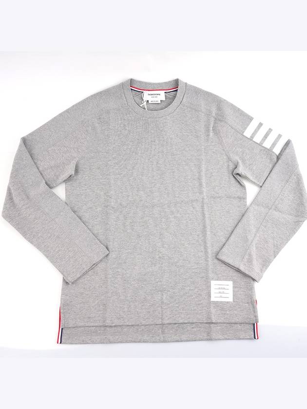 4-Bar Striped Cotton Long Sleeve T-Shirt Light Grey - THOM BROWNE - BALAAN 2