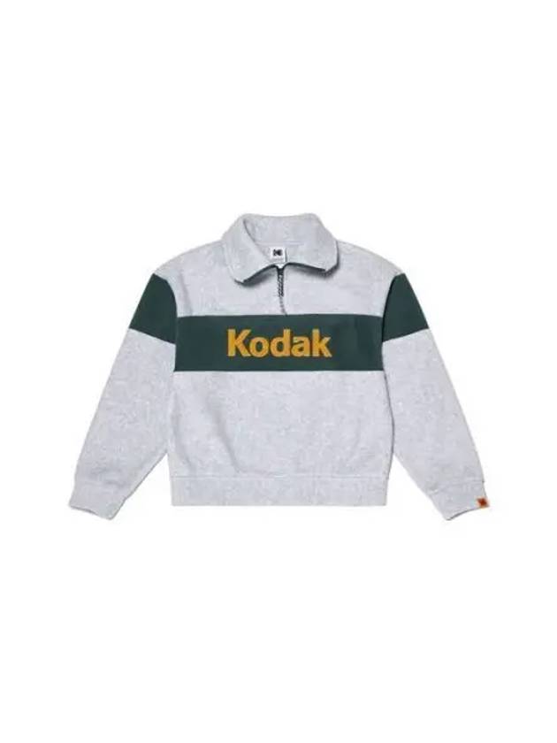 KODAK Apparel Big Logo Block Microfleece Semi overfit Half Zip up Sweatshirt Women s white MELANGE - KODO - BALAAN 1