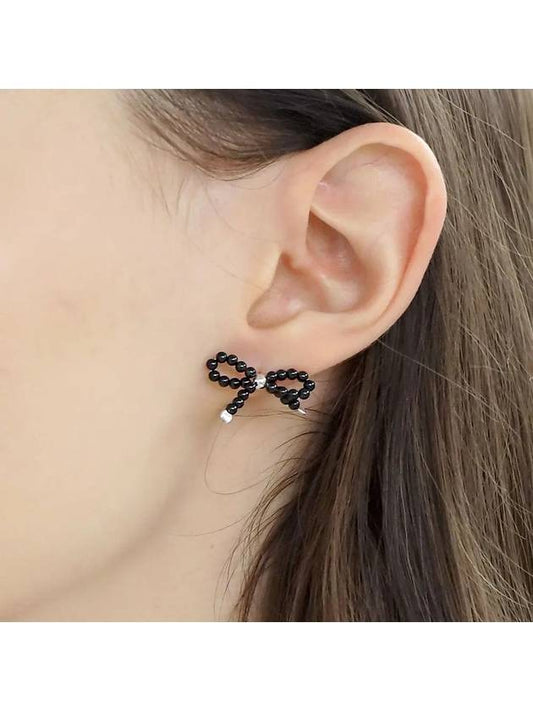 SILVER925 Black Bead Ribbon Earrings - KELLY DONAHUE - BALAAN 1