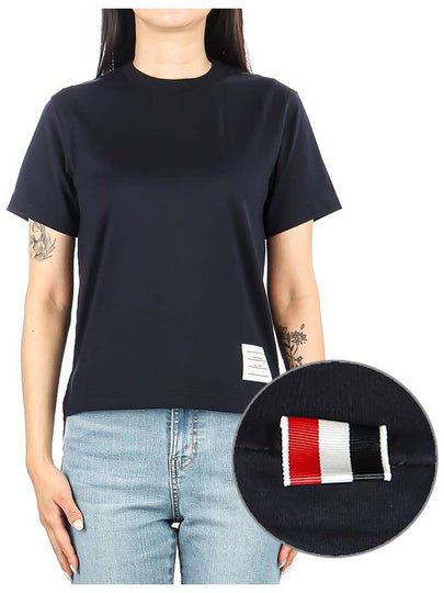 Logo Patch Lightweight Jersey Relaxed Fit Short Sleeve T-Shirt Navy - THOM BROWNE - BALAAN 2