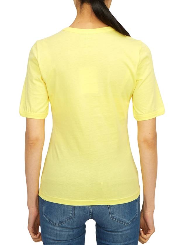 Cotton Flower Logo Short Sleeve T-Shirt Yellow - GANNI - BALAAN 5