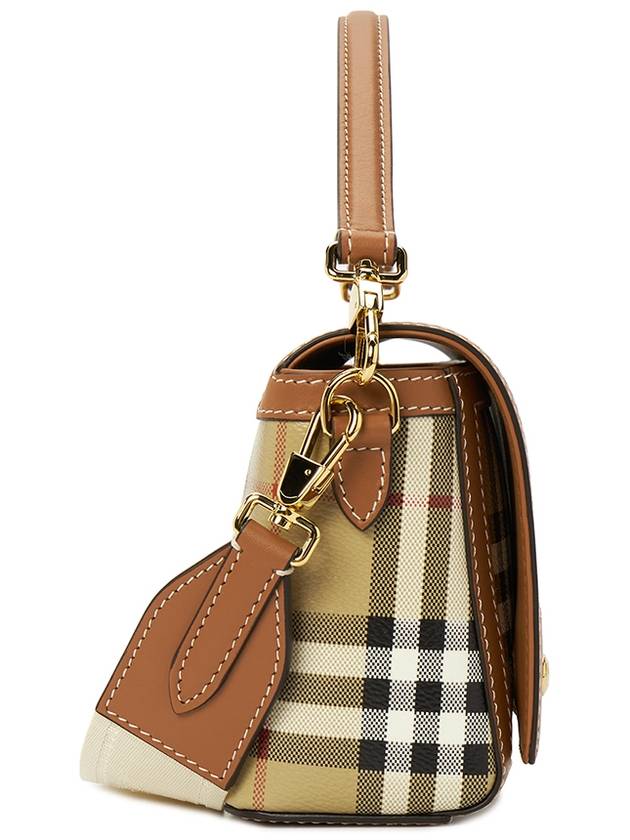 Women's Check Leather Top Handle Shoulder Bag Beige - BURBERRY - BALAAN 4