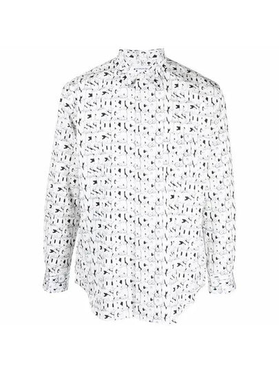 All-Over Print Long-Sleeved Shirt White - COMME DES GARCONS - BALAAN 2