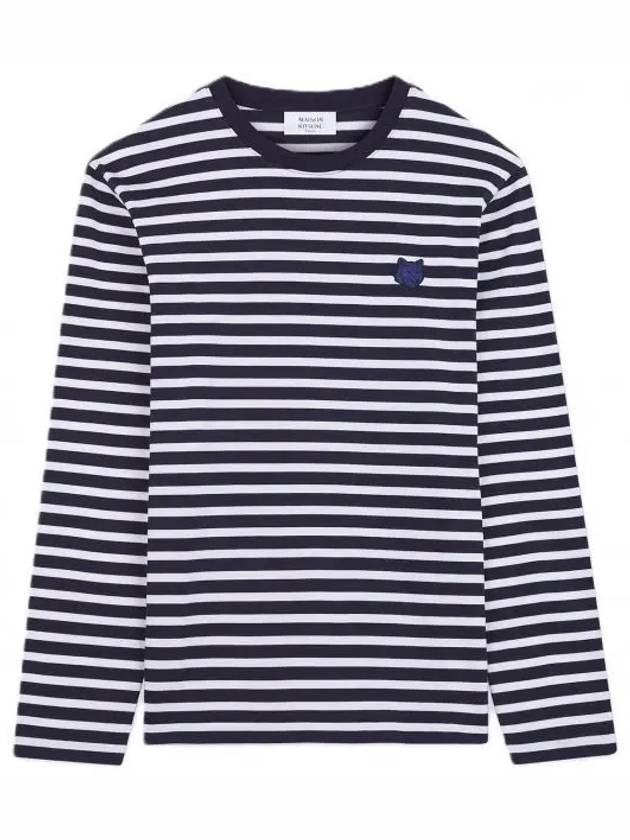 Fox Head Stripe Long Sleeve T-Shirt Navy - MAISON KITSUNE - BALAAN 2