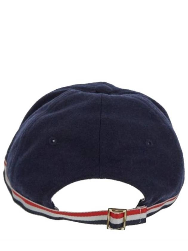 Bow Grosgrain Wool Flannel Ball Cap Navy - THOM BROWNE - BALAAN 3