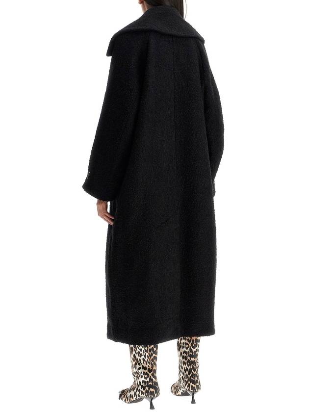 Long Buclar Logo Patch Double Coat Black - GANNI - BALAAN 4