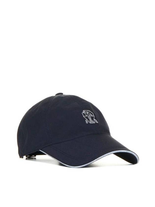 Embroidered Logo Curved Peak Ball Cap Navy - BRUNELLO CUCINELLI - BALAAN 3