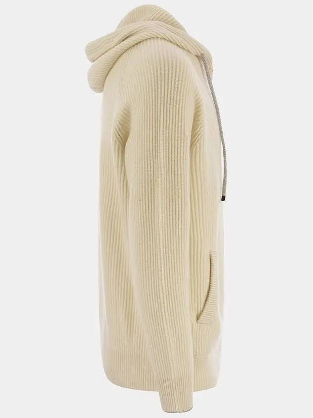 Rib Knit Cashmere Zip-Up Hoodie Beige - BRUNELLO CUCINELLI - BALAAN 5