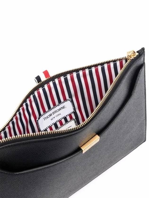 RWB Tab Leather Document Small Clutch Bag Black - THOM BROWNE - BALAAN 3