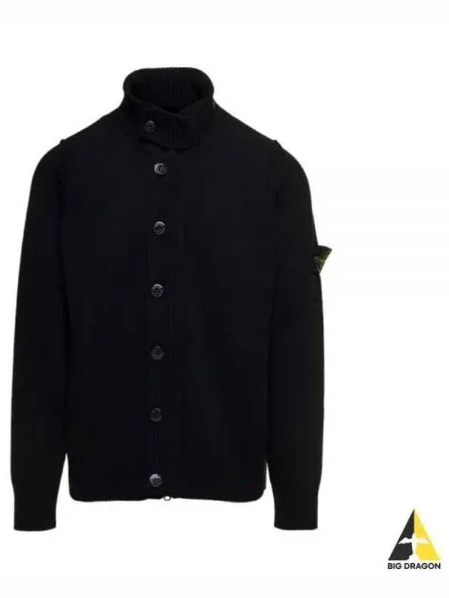 Lambswool Knit Cardigan Black - STONE ISLAND - BALAAN 2