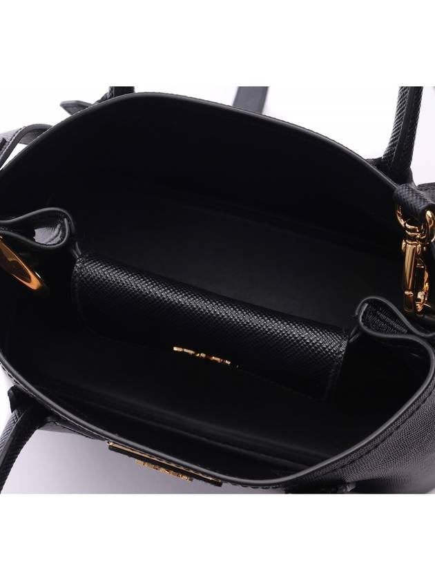 Double Saffiano Leather Mini Bag Black - PRADA - BALAAN 7