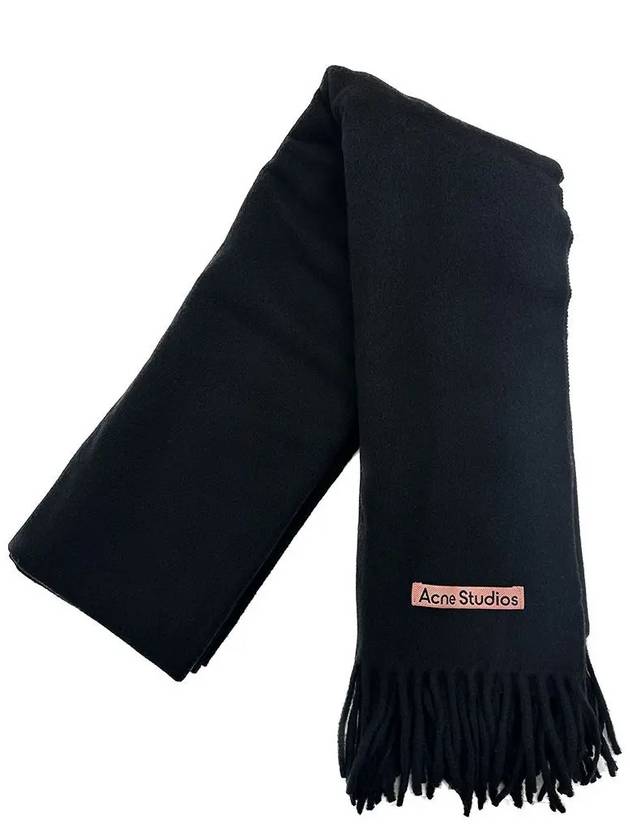 Logo Wool Fringe Scarf Black - ACNE STUDIOS - BALAAN 2