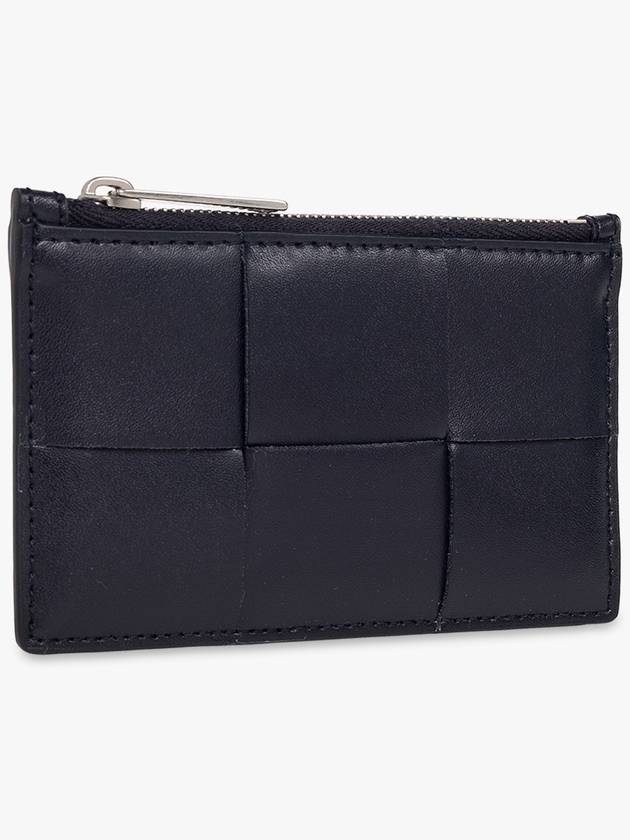 Intrecciato Leather Silver Zipper Card Wallet Navy - BOTTEGA VENETA - BALAAN 5