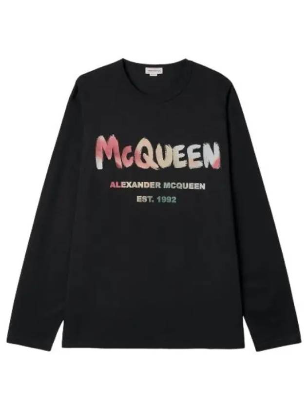 Solarized Graffiti Logo Print Sweatshirt Black T shirt - ALEXANDER MCQUEEN - BALAAN 1