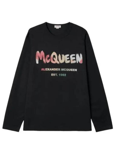 Solarized Graffiti Logo Print Sweatshirt Black - ALEXANDER MCQUEEN - BALAAN 1