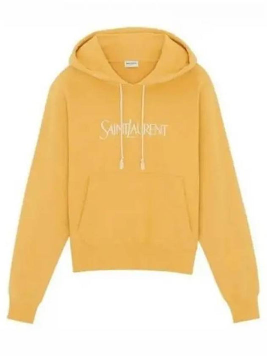 Logo Print Cotton Hoodie Yellow - SAINT LAURENT - BALAAN 2