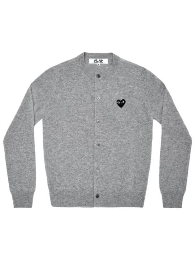 Black Heart Wappen Wool Round Neck Cardigan Grey - COMME DES GARCONS PLAY - BALAAN 2