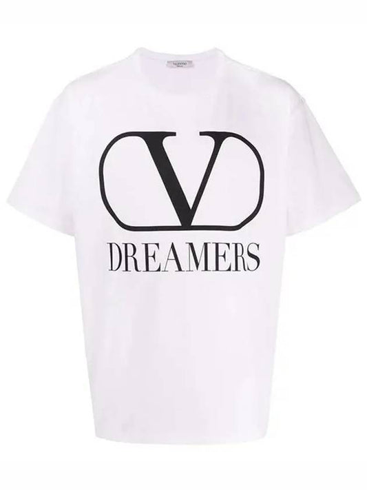 Men's V Logo Dreamer Print Short Sleeve T-Shirt White - VALENTINO - BALAAN 1