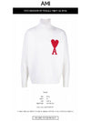 Big Heart Logo Wool Knit Turtleneck White - AMI - BALAAN 3