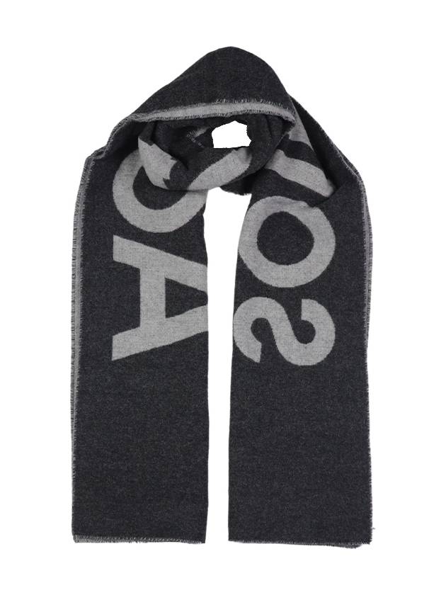 Jacquard Logo Two Tone Wool Muffler Black - ACNE STUDIOS - BALAAN 2