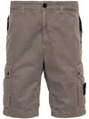 Logo Cotton Slim Cargo Shorts Dove Grey - STONE ISLAND - BALAAN 2