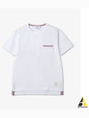 Men's Medium Weight Jersey Tipped Pocket Crewneck Short Sleeve T-Shirt White - THOM BROWNE - BALAAN 2