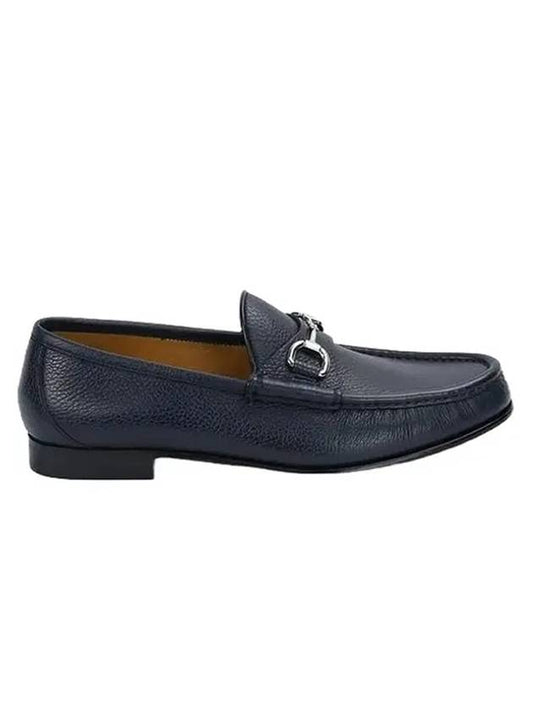 Horsesbit Nestor Grain Leather Loafers Navy - GUCCI - BALAAN 1