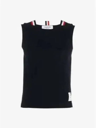 Women's Pick Rib Gusset Boat Neck Sleeveless Navy - THOM BROWNE - BALAAN 2