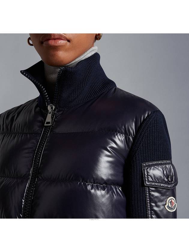 Merino Wool Padded Cardigan Black - MONCLER - BALAAN 5